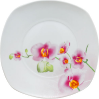 Тарелка столовая мелкая «Орхидея» квадратная 25см