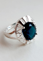 Серебряное кольцо с ИДОГОЛИТОМ (синий ТУРМАЛИН), 925 проба