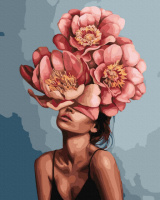 Картина за номерами «Дівчина у квітучих півоніях» 40х50см