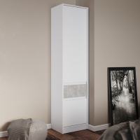 Шкаф-пенал закрыт с полками и ящиком Эверест Стайл-500 50х39х203 см Нимфея Альба (белый)/Бетон (DTM-071150)