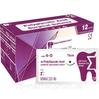 PGA Плетеный шовный материал, PGA 5/0, Длина нити 75 см., Игла 3/8 обратно-режущая 20 см. No2855