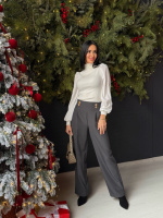 Жіноча елегантна кофта гольф у рубчик «Dazy» | Норма та батал Молочний, 50-52