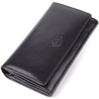 Стильный женский горизонтальный кошелек из глянцевой натуральной кожи Tony Perotti 20884_1 (1073 nero) Черный