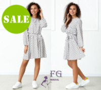 Плаття з довгими рукавами в горошок «Софі» оптом | Норма і батал| Розпродаж