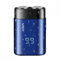 Электробритва VGR V-347 роторная бритва, LED дисплей, влагостойкая Синяя