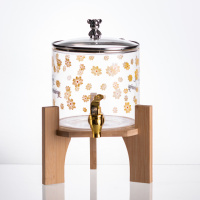 Лимонадница с краном на деревянной подставке 2.6 л стеклянная HP-34-16