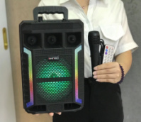 Портативная колонка Kimiso QS-627 с микрофоном и светомузыкой (USB/BT/FM)
