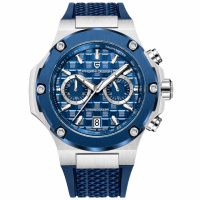 Чоловічий годинник Pagani Design PD-YS032 Silver-Blue-Blue Rubber з сапфіровим склом та механізмом SEIKO VK64