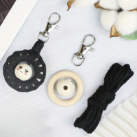 Набор макраме для рукоделия для ручной пряжи брелока для ключей или аксессуаров 10х5см,черный