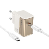 Сетевое зарядное устройство Hoco CS72A Type-C PD 30W white + кабель Type-C to Type-C