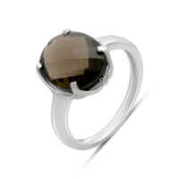 Серебряное кольцо CatalogSilver с натуральным раухтопазом (дымчатым кварцем), вес изделия 3,2 гр (2180517) 17.5 размер