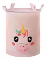 Корзина для Игрушек и Белья Розовая 45 на 35 см Единорог