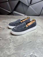 Лоферы мужские замшевые STEP Grey! Мокасины мужские серые! Натуральна ЗАМША!