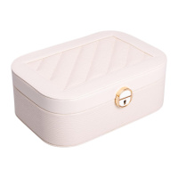 Шкатулка для украшений из эко кожи 2 яруса с замком органайзер для ювелирных изделий HP-5-1BE