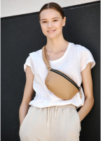 Сумка на пояс бананка жіноча бежева