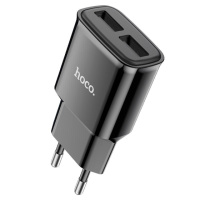 Мережевий зарядний пристрій HOCO C88A Star round dual port charger 12W Black (6931474749482)