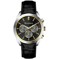 Чоловічий наручний годинник Guardo 012836-4 Silver-Gold з датою та днем тижня