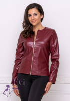 Тонка демісезонна куртка-жакет з екошкіри «Delmar» оптом | Розпродаж моделі 44, Бордовий