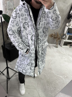 Куртка зимова з капюшоном принт чоловіча жіноча унісекс