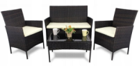Комплект мебели из ротанга (Диван + 2 кресла + стол) для сада кафе террасы, Коричневый