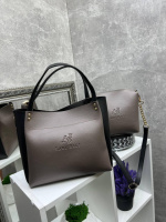 АКЦІЯ. Капучино —  комплект сумка + клатч - фурн.золото — на блискавці, зі знімним ременем у комплекті (2010)