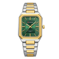Чоловічий годинник Curren 8457 Gold-Green з мінеральним склом та комбінованим браслетом