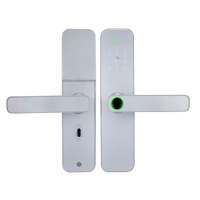 Умный дверной замок с Wi-Fi кодовый KHS-F005, с ключ-картой и отпечатком пальца, светло-серый