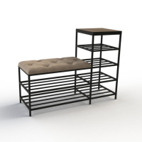 Банкетка для обуви Барселона-1 100см велюр бежевый/риголетто темный 3-1-9005