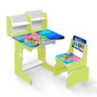 Гр Парта шкільна «Відважні цуценята» ПШ013(1) ЛДСП, колір салатовий, 69*45 см, + 1 стілець, з пеналом