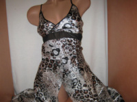 Пеньюар жіночий атласний довгий сіро-коричневий розмір XXL (48-50)