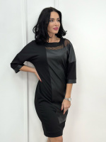 Плаття з екошкіри з сітчастим декором «Courtney» оптом | Норма 42-44