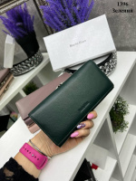 Натуральна шкіра. Зелений - на магніті - елегантний, якісний, жіночий гаманець у фірмовій коробці - 19х9 см (1396)