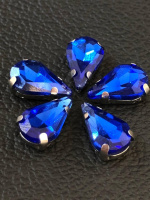 Страз (стекло)  в металлической оправе. Размер - 8×13 мм. Цвет - синий