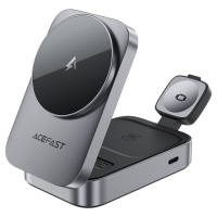 Бездротовий зарядний пристрій ACEFAST E22 Desktop 3-in-1 Wireless Charging holder Metal Gray (6974316284079)