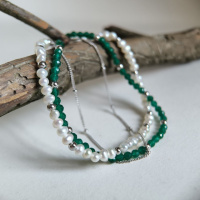 Серебряный браслет CatalogSilver с натуральным жемчугом барочным, зеленим жадеїдом, вес изделия 6,93 гр (2184966) 1821 размер