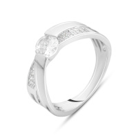 Серебряное кольцо CatalogSilver с фианитами, вес изделия 2,86 гр (2144601) 16.5 размер