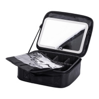 Органайзер косметичка из эко кожи с зеркалом и подсветкой 26×22×9 см HP-10-2AB