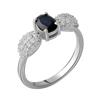 Серебряное кольцо CatalogSilver с натуральным сапфиром 1.615ct, вес изделия 3,04 гр (2063148) 18 размер