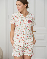 Жіночий комплект рубашка з шортиками - сердечки   S, M, L, XL