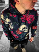 Чоловічий принтований темно-синього худі з черепами