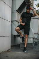 Чоловічий комплект Nike КЕПКА + поло чорний + шорти +Барсетка