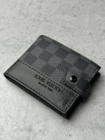 Гаманець шкіряний Louis Vuitton чорна з сірим клітка