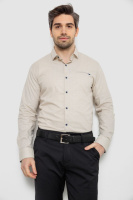 Сорочка чоловіча однотонна з принтом, колір бежевий, 186R2011
