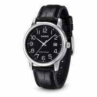 Чоловічий годинник Casio MTP-V002L-1B — Класична модель з датою та шкіряним ремінцем
