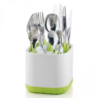 Сушка для столовых приборов Fill & Drain Зеленая-белая пластиковая