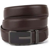 Ремінь чоловічий тонкий з пряжкою автомат і коричневою заливкою 720308 Коричневий