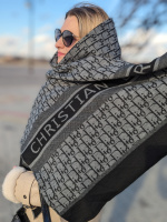 Двосторонній шарф Cristian Dior темно-сірий