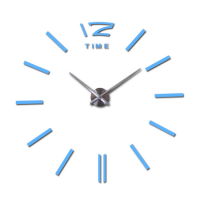 3D настенные часы, бескаркасные часы, часы наклейка 90-120см Голубой