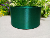 Атласная лента/ 5 см/ 23 метра/ зелёный изумруд