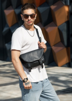 Чоловіча сумка бананка через плече високої якості українського виробництваКомфорт ТОП продажу чорна